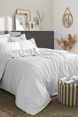 Housse de couette en percale de coton 80 fils/cm² Bally  - Blanc