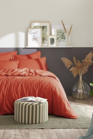Housse de couette en percale de coton 80 fils/cm² Bally  - Terracotta