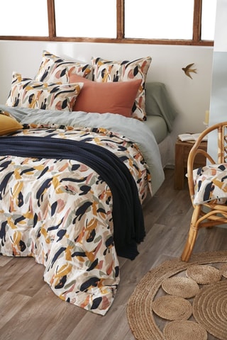 Housse de couette réversible Julia - Bleu foncé et orange