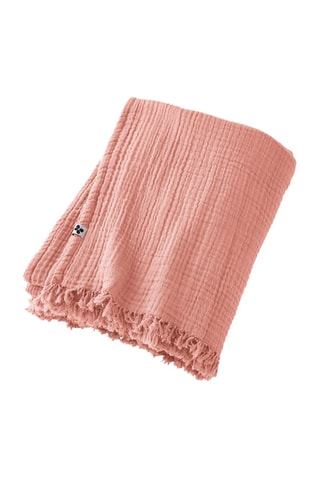 Plaid en coton 220 g/m² Gaïa - Rose pêche - 180 x 220 cm