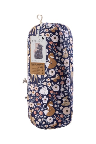 Parure de couette réversible en coton 57 fils/cm² Forêt Enchantée - Bleu foncé et rose