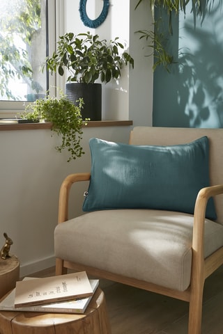 Coussin en gaze de coton Gaïa - Bleu canard - 40 x 60 cm