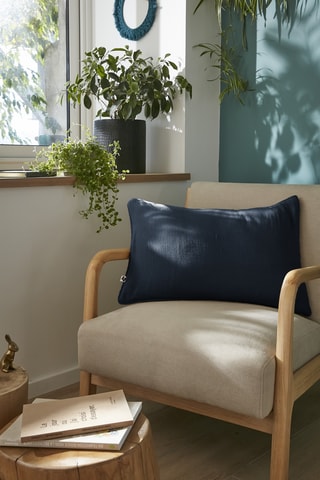 Coussin en gaze de coton Gaïa - Bleu nuit - 40 x 60 cm