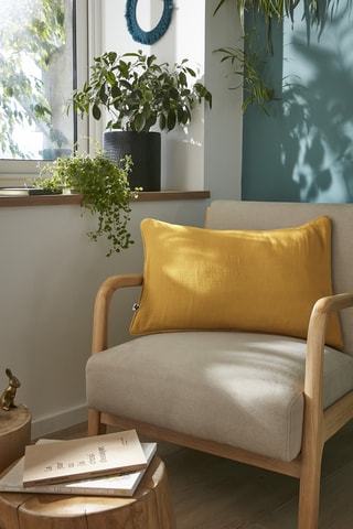 Coussin en gaze de coton Gaïa - Moutarde - 40 x 60 cm