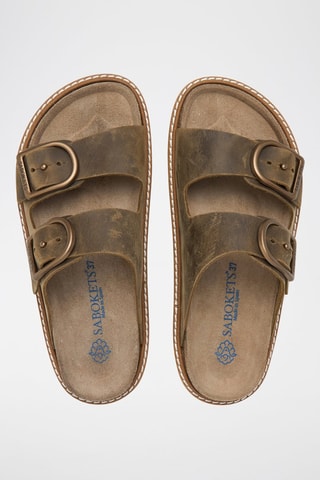 Mules en cuir - Kaki