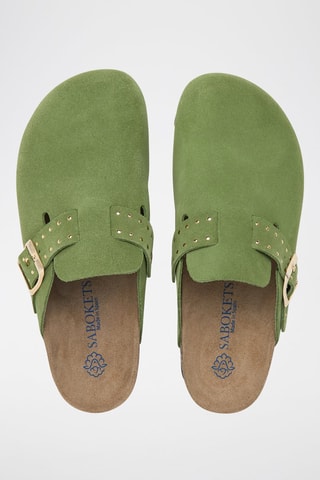 Mules en nubuck - Vert