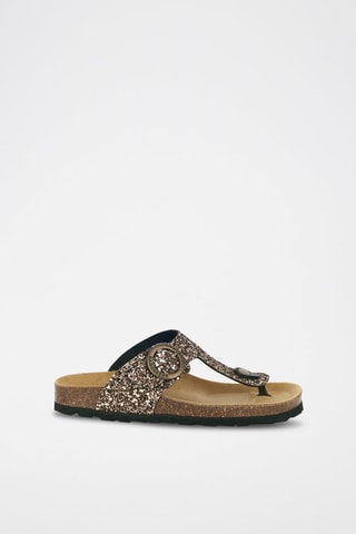 Mules en cuir 
Doré