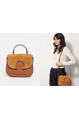 Sac bandoulière en cuir Mina - Marron