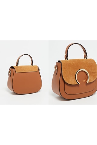 Sac bandoulière en cuir Mina - Marron