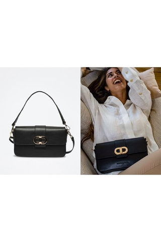 Sac porté épaule en cuir - Noir