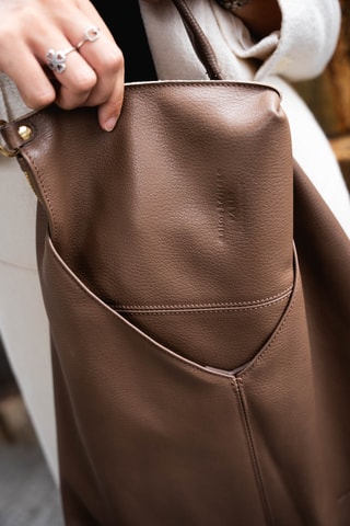 Cabas en cuir Perle - Taupe