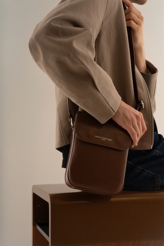 Sac bandoulière en cuir Emir - Marron