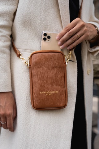 Petite pochette en cuir Laila - Camel