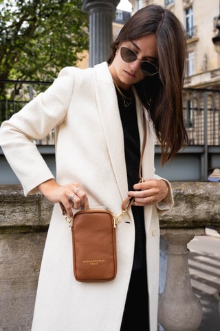 Petite pochette en cuir Laila - Camel