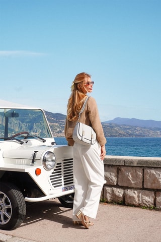 Sac bandouliere en cuir - Gris clair