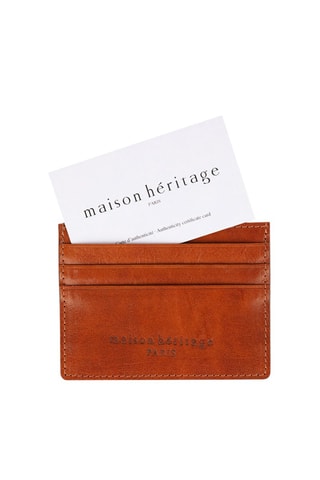 Porte-cartes en cuir Robin - Marron