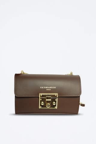 Sac bandoulière en cuir Atom - Marron et doré