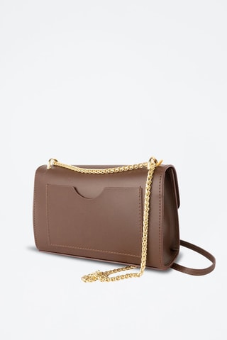 Sac bandoulière en cuir Atom - Marron et doré