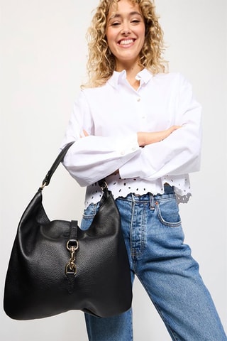 Sac porté épaule en cuir Margot - Noir