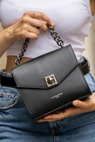 Sac à bandoulière en cuir Théa  - Noir