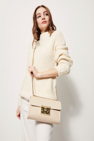 Sac bandoulière en cuir Atom - Beige
