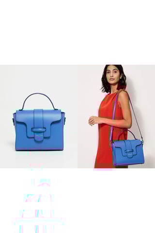 Sac bandoulière en cuir Ariel - Bleu
