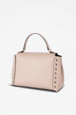 Sac à main en cuir Vile - Beige et argenté