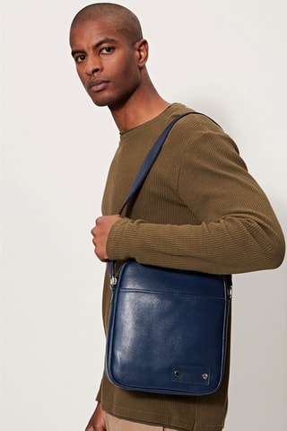 Sac bandoulière en cuir Hémi - Bleu
