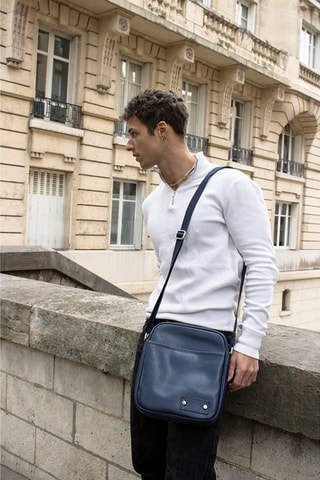 Sac bandoulière en cuir Hémi - Bleu