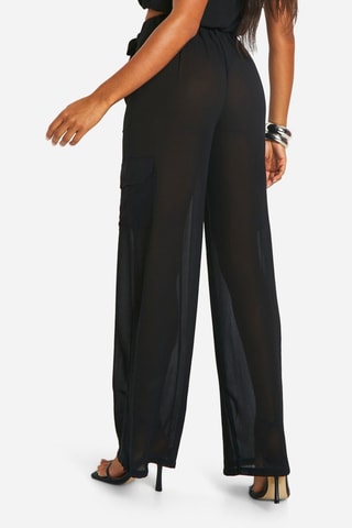 Pantalon  wide legs taille haute - Noir