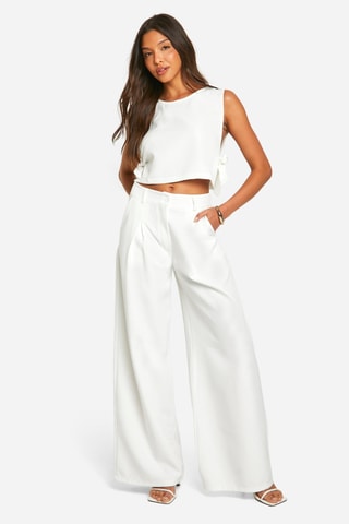 Pantalon wide legs - Ivoire