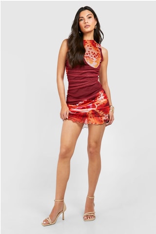Robe fourreau - Rouge et orange