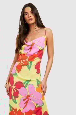 Robe longue - Jaune et rose