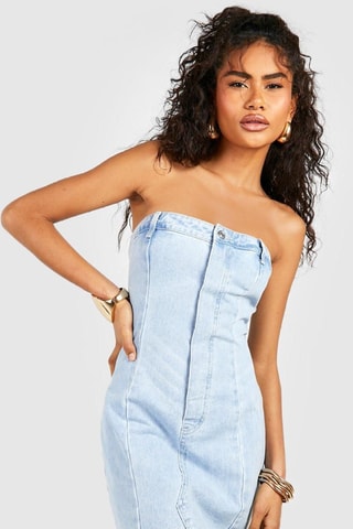 Robe bustier en jean - Bleu clair