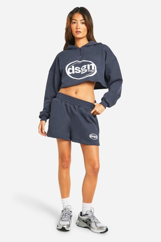 Sweat court à capuche et short - Gris foncé