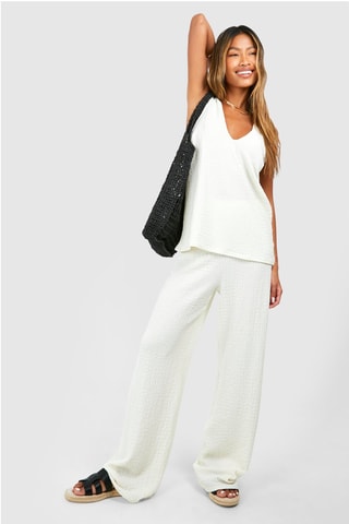 Top et pantalon wide legs - Ecru