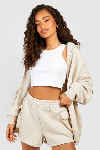 Sweat à capuche et short - Beige