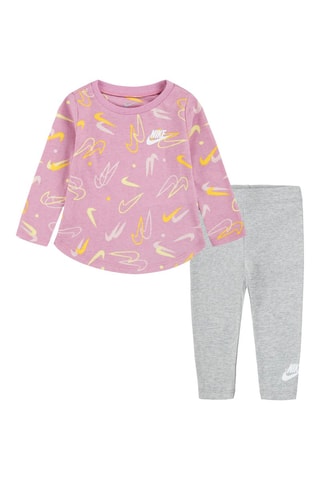 T-shirt et legging Vieux rose et gris clair chiné - Nike
