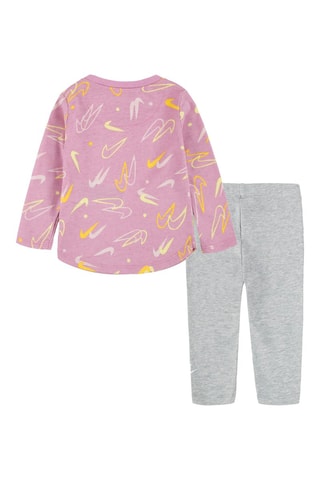 T-shirt et legging Vieux rose et gris clair chiné - Nike