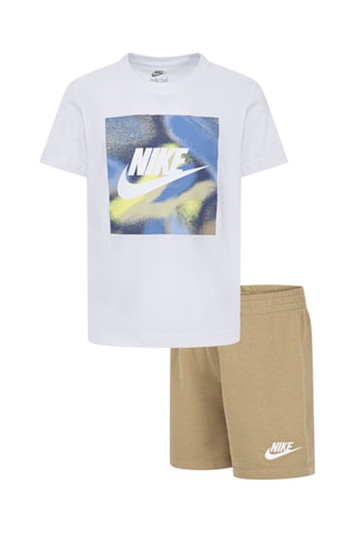 T-shirt et short Express - Blanc et beige - Nike
