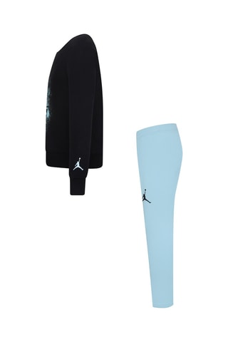 Sweat et legging polaires - Noir et turquoise - Jordan