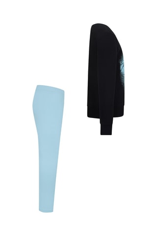 Sweat et legging polaires - Noir et turquoise - Jordan