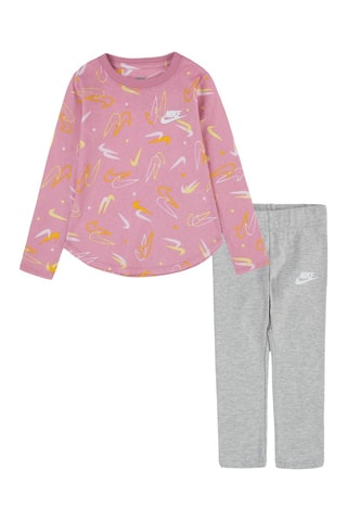 T-shirt et legging Vieux rose et gris chiné - Nike