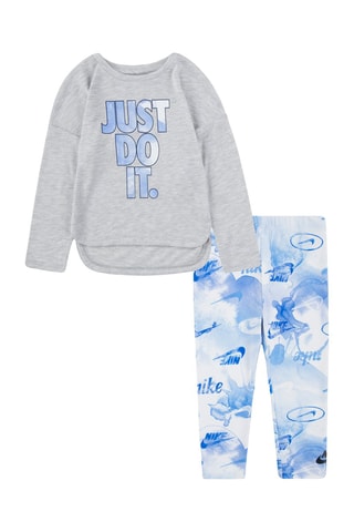 T-shirt et legging tie and dye Gris clair chiné et ciel - Nike