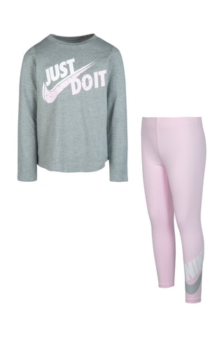 T-shirt et legging Gris foncé chiné et mauve  - Nike