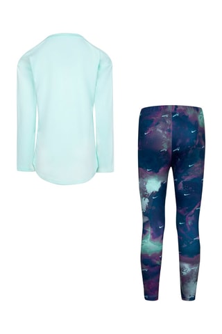 T-shirt et legging tie and dye Vert d’eau et bleu foncé  - Nike