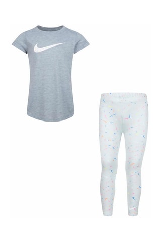 T-shirt et legging Gris chiné et blanc - Nike