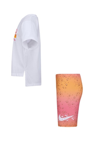 T-shirt et cycliste dip and dye - Blanc et rose - Nike