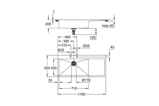 Evier en Inox 1 bac gauche