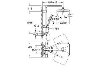 Colonne de douche avec mitigeur thermostatique